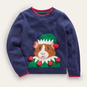 MINI BODEN Novelty Sweater-Almond Pink Robin 12-18 months